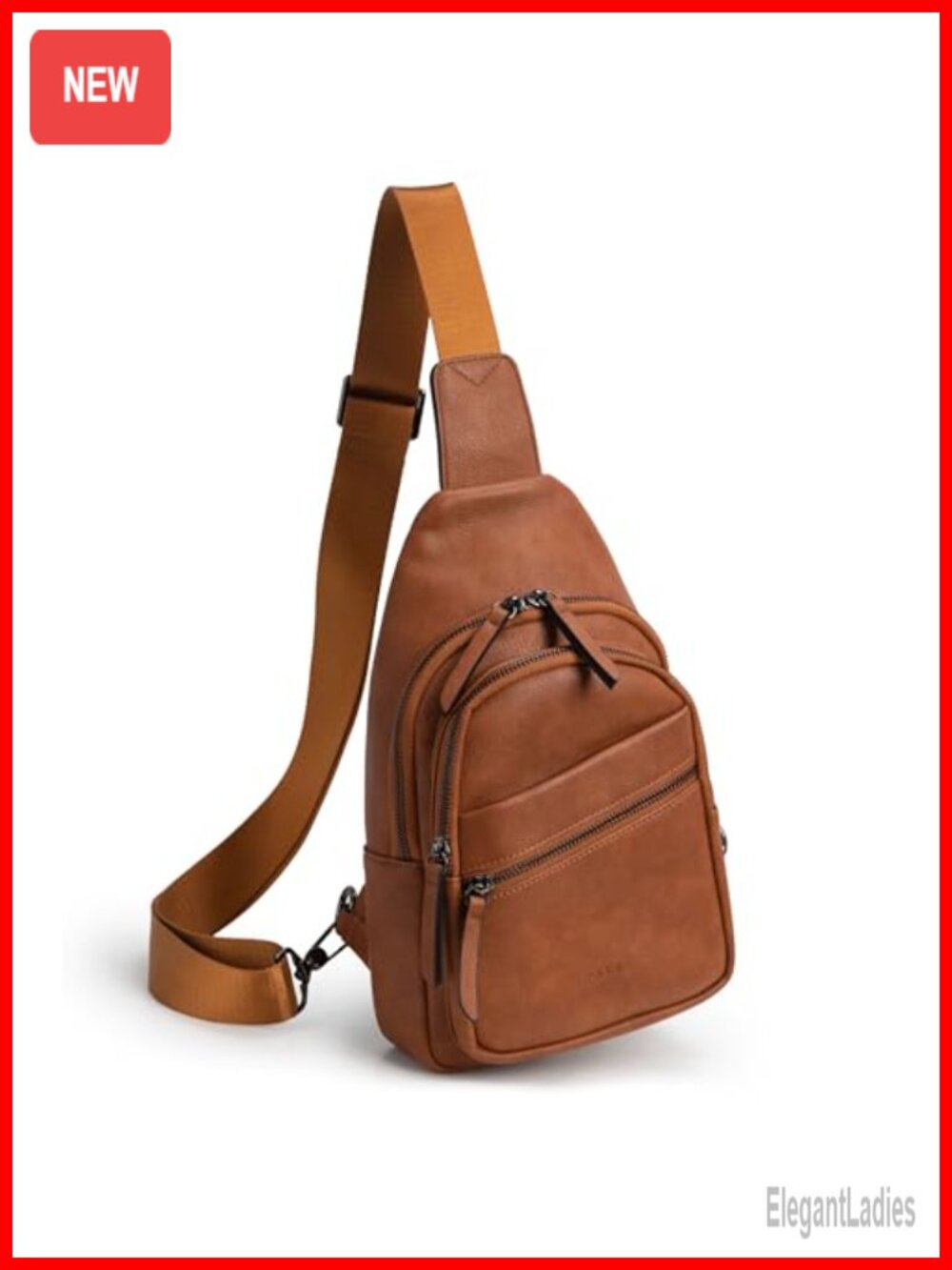 Vegan Leather Large Sling Bag Crossbody Chest Bag Travel Fanny Pack